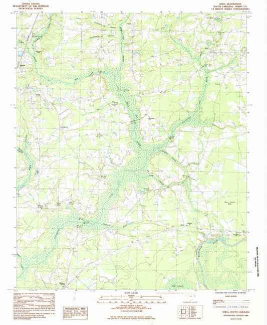 Classic USGS Shell South Carolina 7.5'x7.5' Topo Map Image