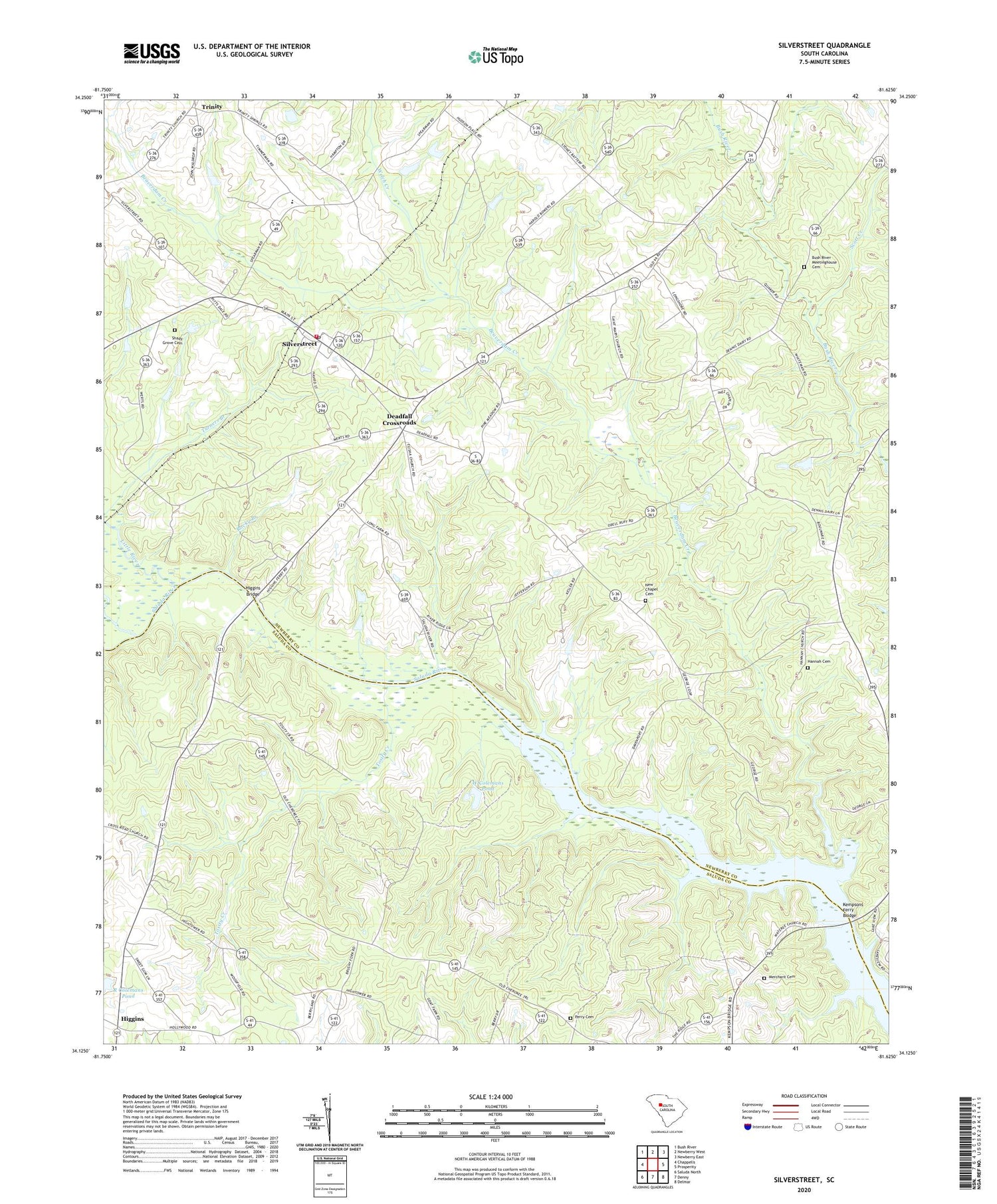 Silverstreet South Carolina US Topo Map Image