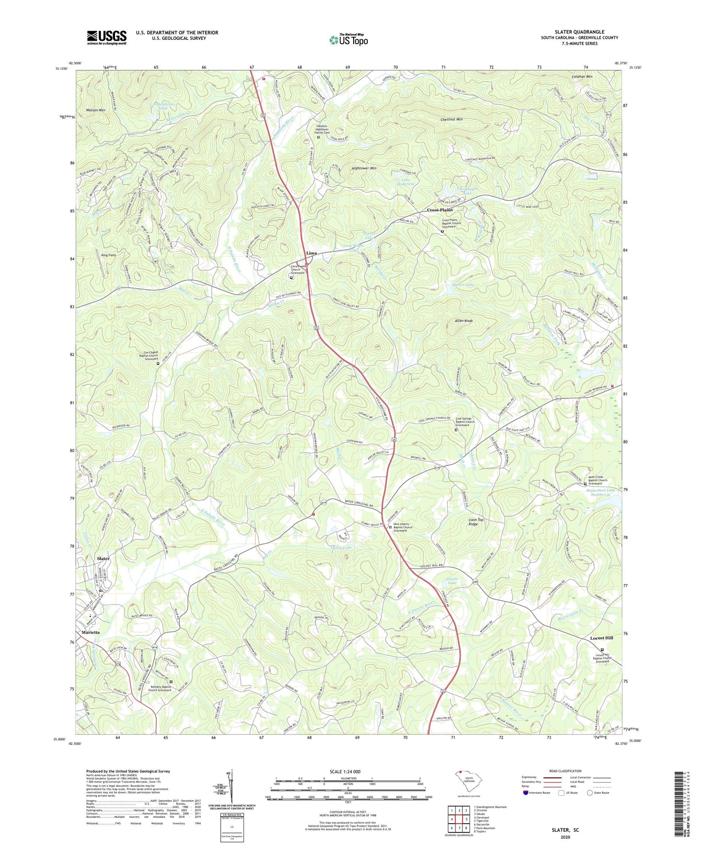 Slater South Carolina US Topo Map Image