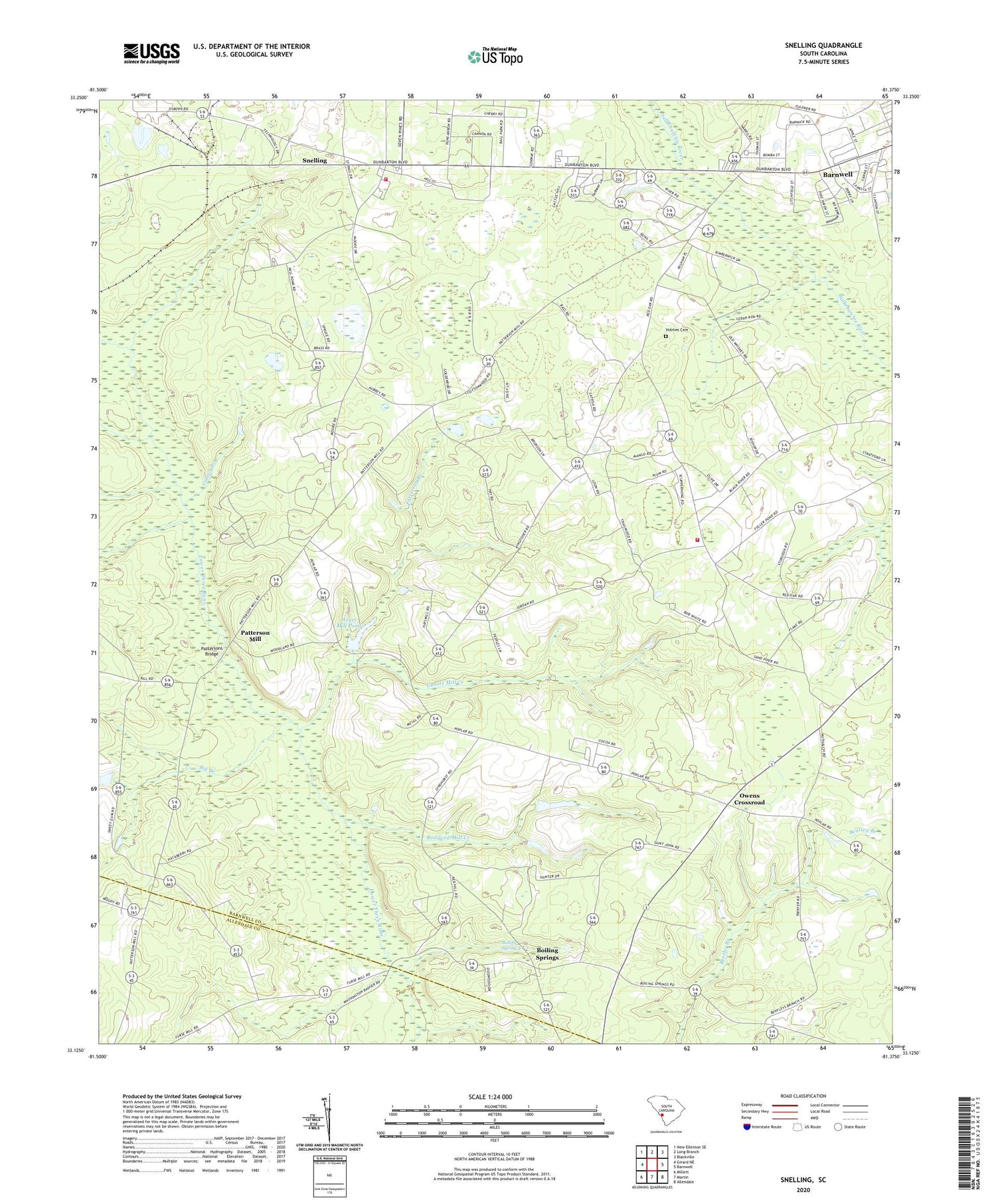 Snelling South Carolina US Topo Map Image
