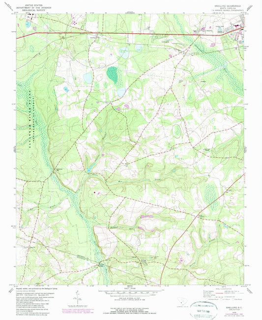 Classic USGS Snelling South Carolina 7.5'x7.5' Topo Map Image