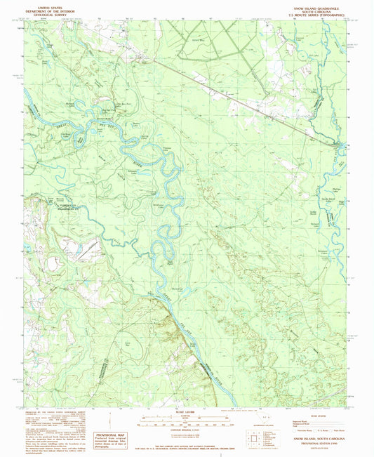 Classic USGS Snow Island South Carolina 7.5'x7.5' Topo Map Image