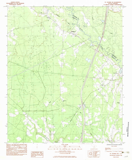 Classic USGS Saint George SW South Carolina 7.5'x7.5' Topo Map Image