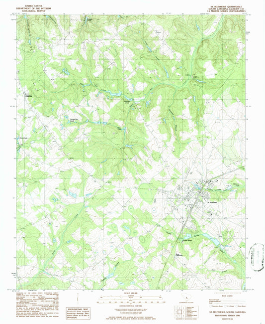 Classic USGS Saint Matthews South Carolina 7.5'x7.5' Topo Map Image