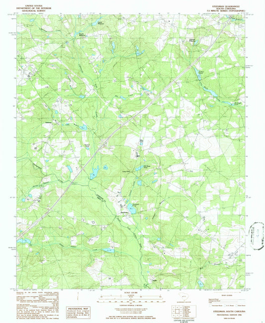Classic USGS Steedman South Carolina 7.5'x7.5' Topo Map Image