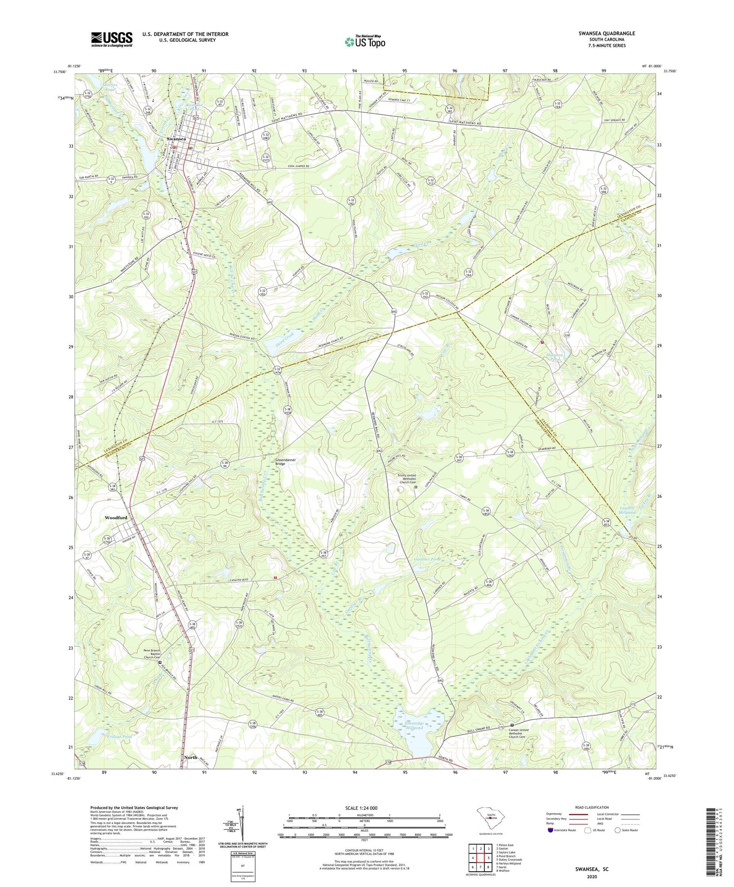 Swansea South Carolina US Topo Map Image