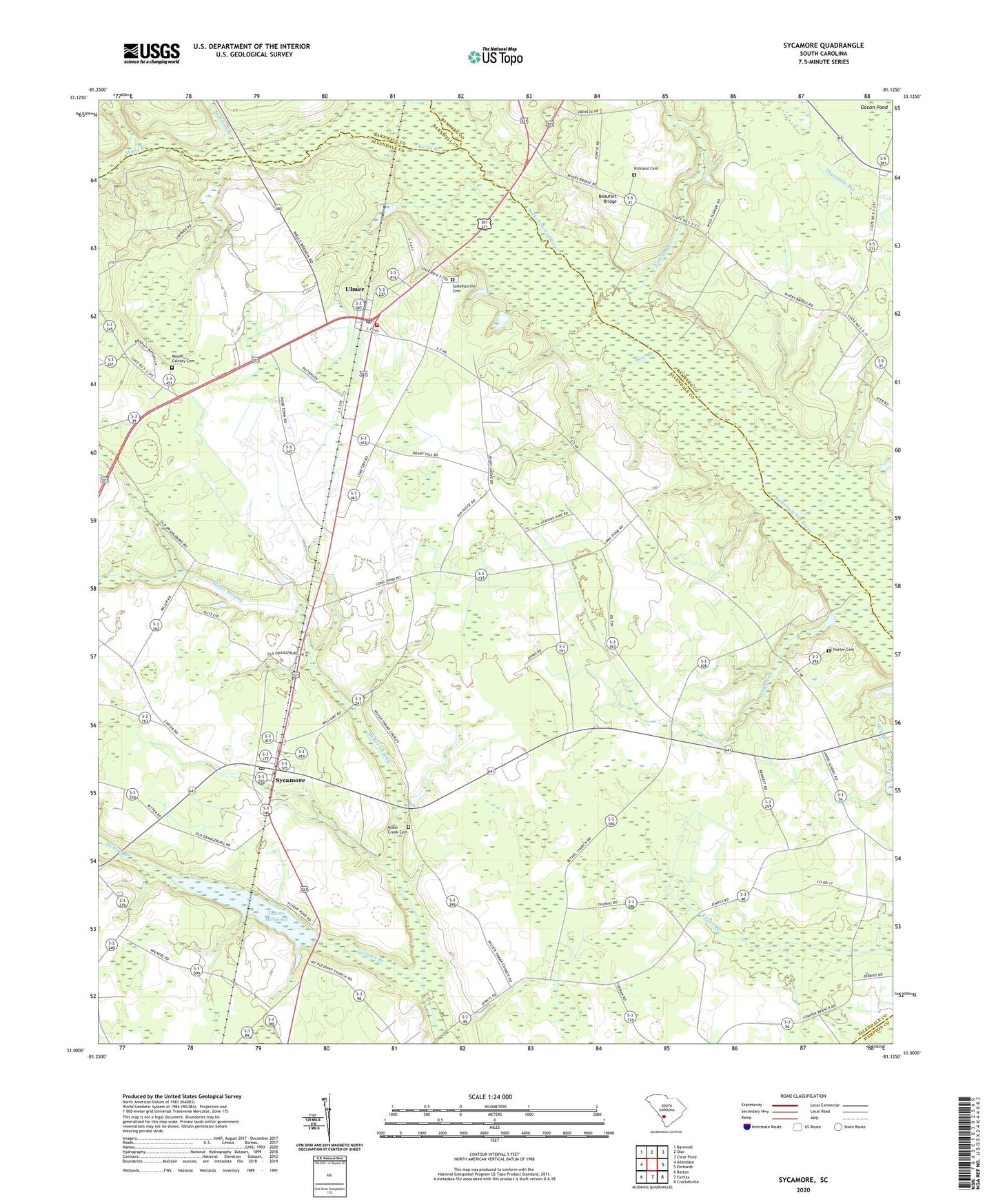 Sycamore South Carolina US Topo Map Image