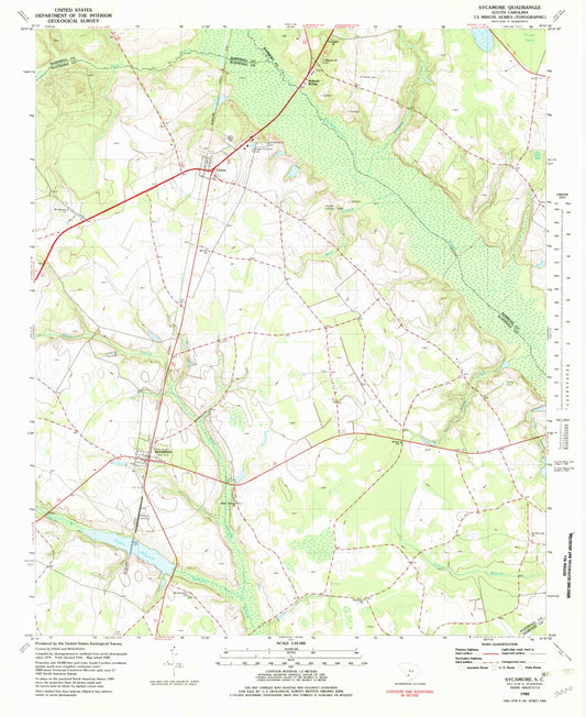 Classic USGS Sycamore South Carolina 7.5'x7.5' Topo Map Image