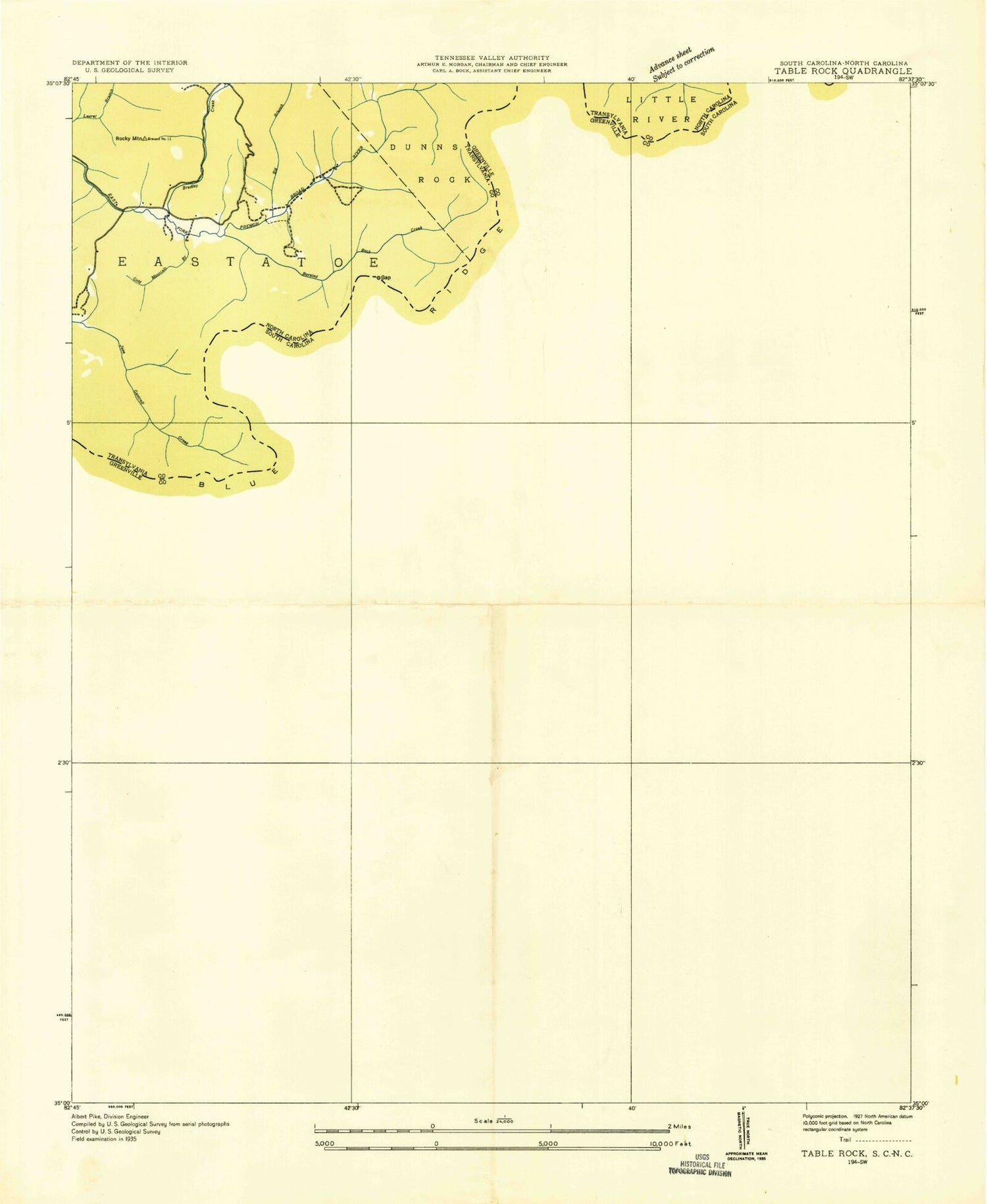 USGS Classic Table Rock South Carolina 7.5'x7.5' Topo Map Image