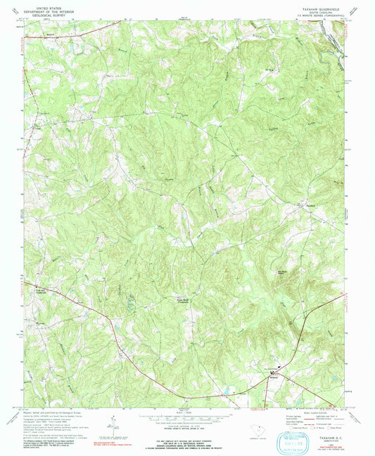 Classic USGS Taxahaw South Carolina 7.5'x7.5' Topo Map Image