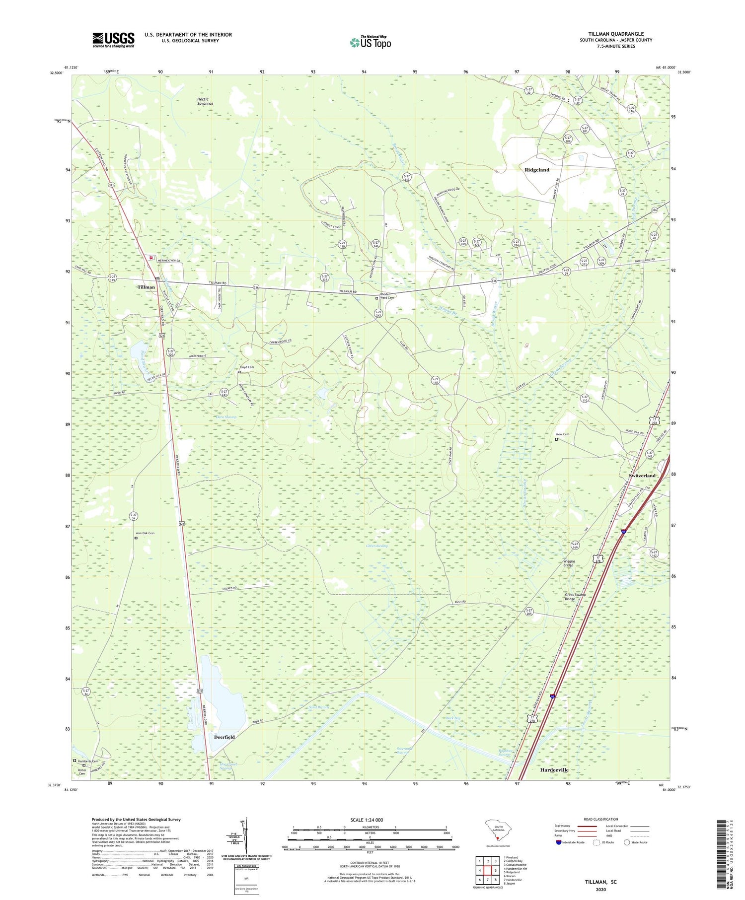 Tillman South Carolina US Topo Map Image