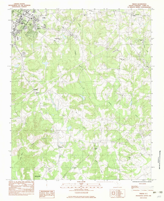Classic USGS Tirzah South Carolina 7.5'x7.5' Topo Map Image