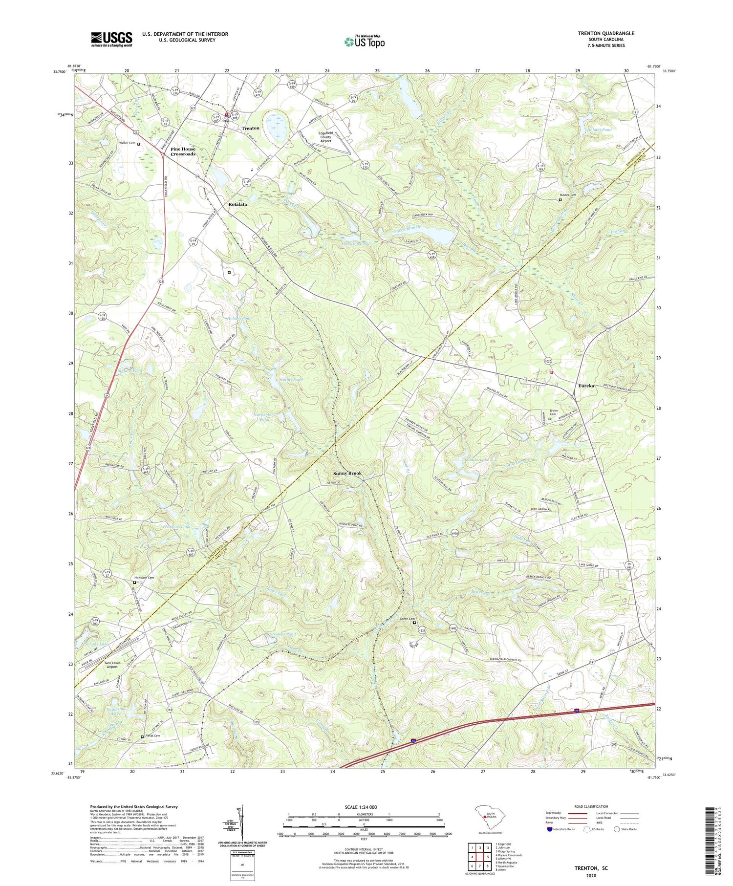 Trenton South Carolina US Topo Map Image