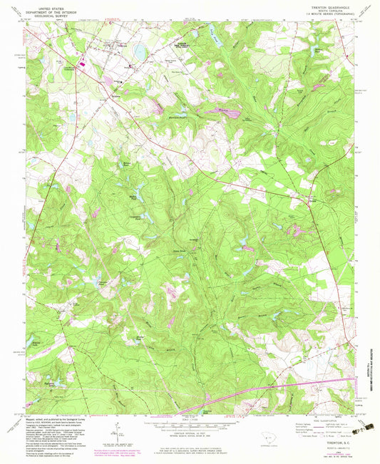 Classic USGS Trenton South Carolina 7.5'x7.5' Topo Map Image