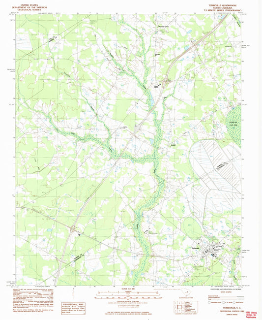 Classic USGS Turbeville South Carolina 7.5'x7.5' Topo Map Image