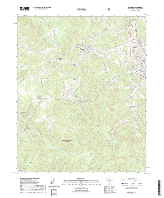 Union West South Carolina US Topo Map Image