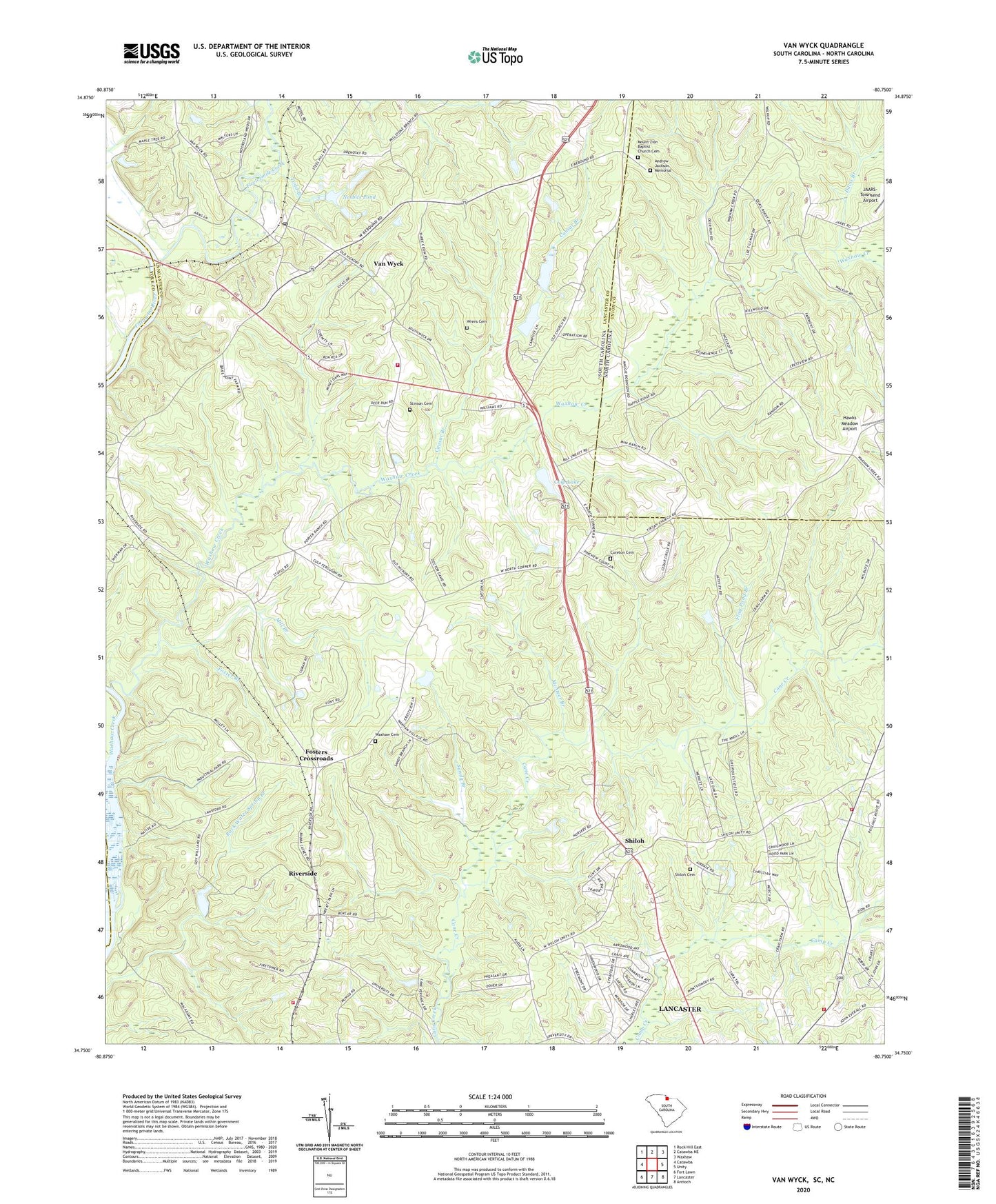 Van Wyck South Carolina US Topo Map Image