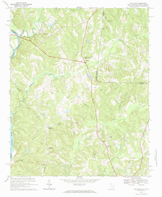 Classic USGS Van Wyck South Carolina 7.5'x7.5' Topo Map Image