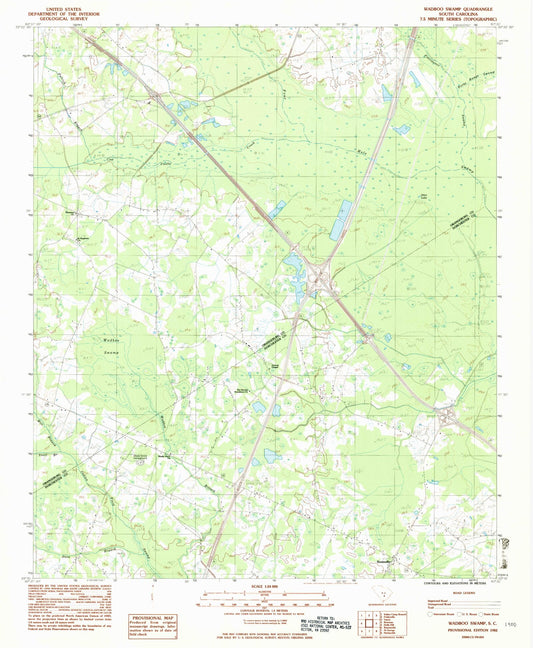 Classic USGS Wadboo Swamp South Carolina 7.5'x7.5' Topo Map Image