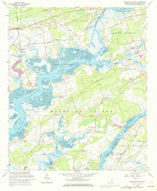 Classic USGS Wadmalaw Island South Carolina 7.5'x7.5' Topo Map Image