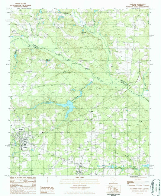 Classic USGS Wagener South Carolina 7.5'x7.5' Topo Map Image