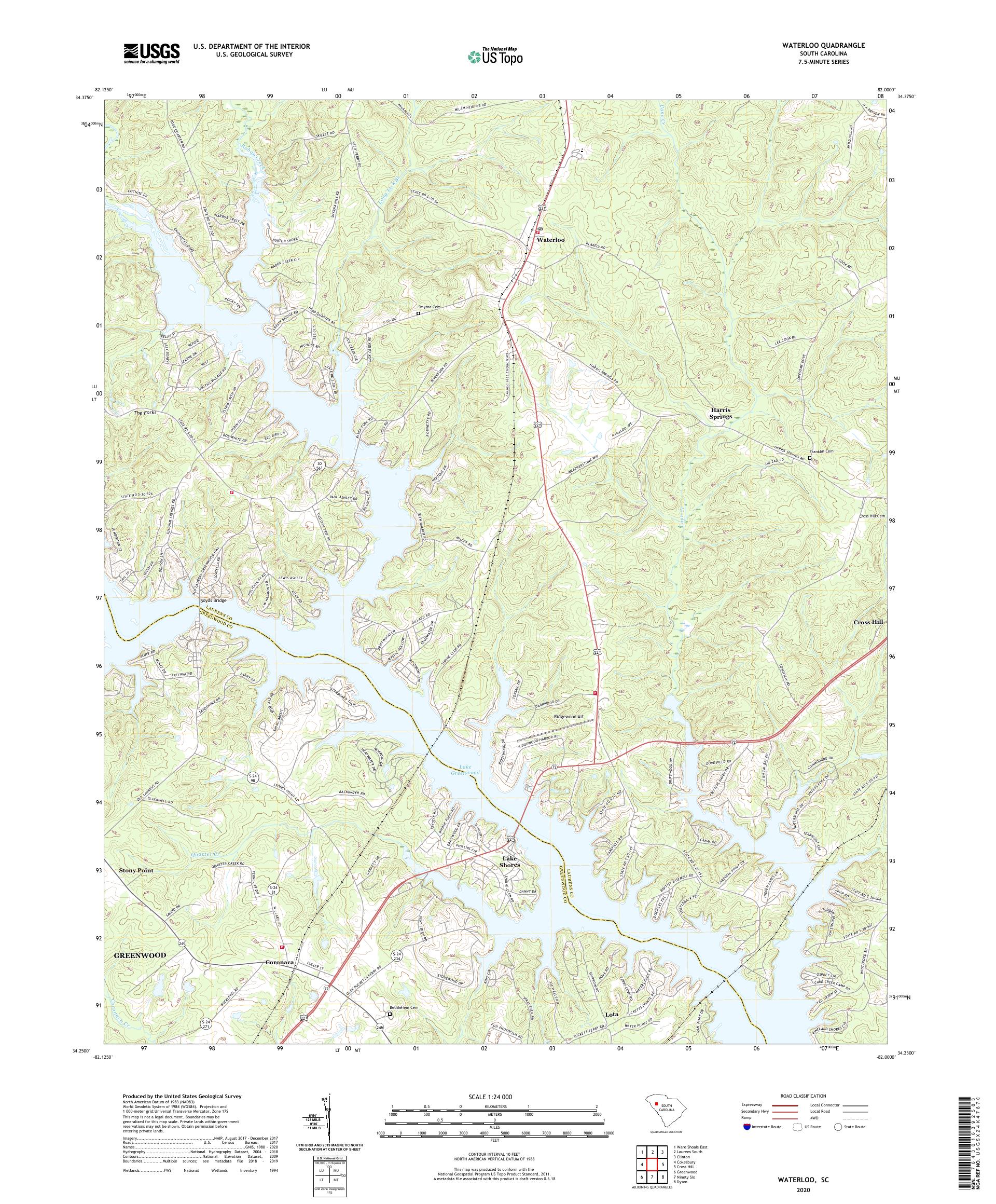 Waterloo South Carolina US Topo Map – MyTopo Map Store