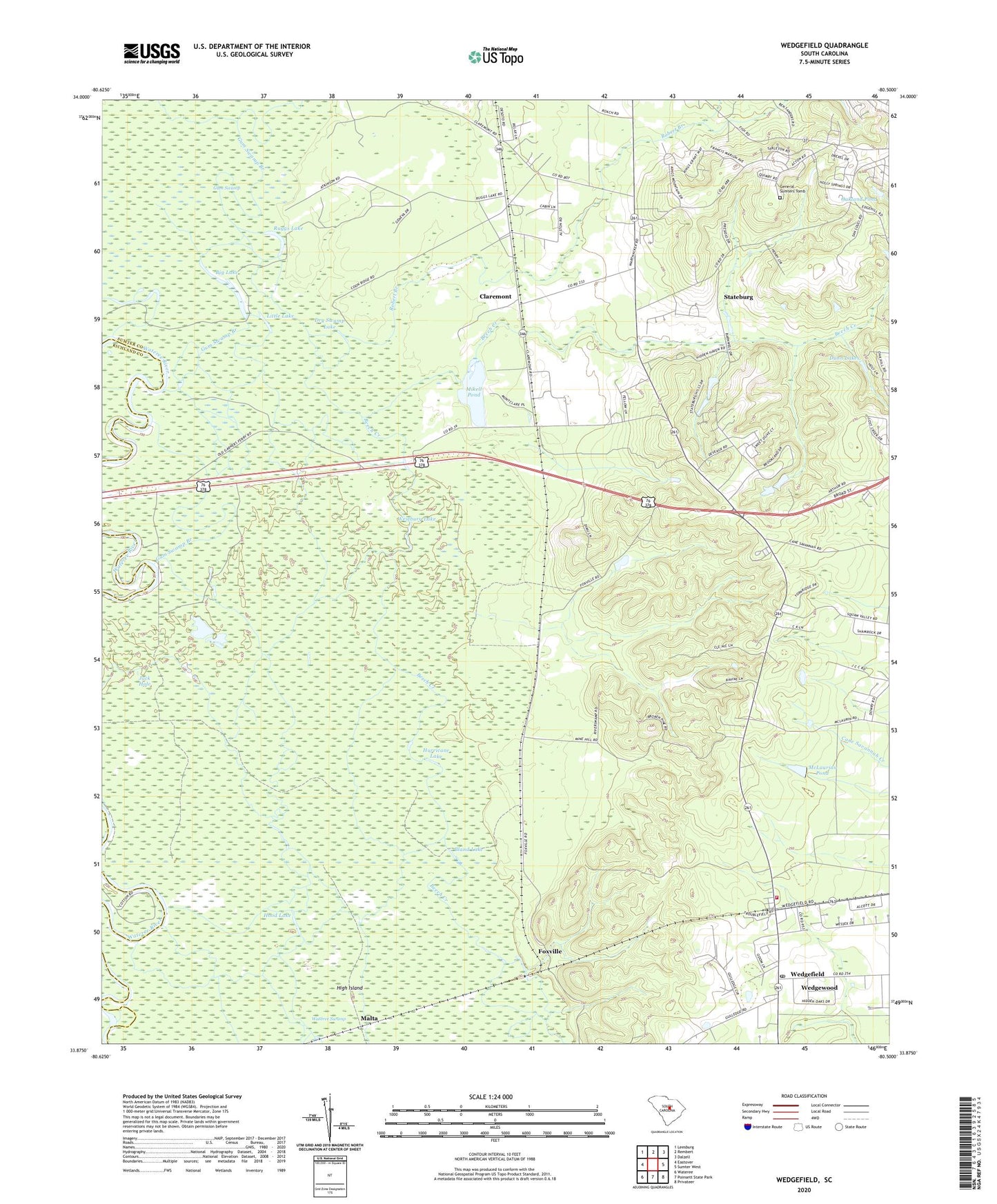 Wedgefield South Carolina US Topo Map Image