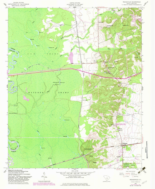 Classic USGS Wedgefield South Carolina 7.5'x7.5' Topo Map Image