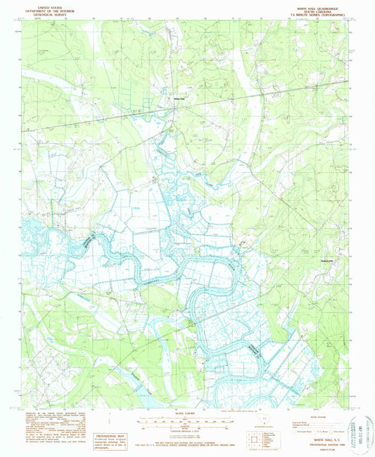 Classic USGS White Hall South Carolina 7.5'x7.5' Topo Map Image