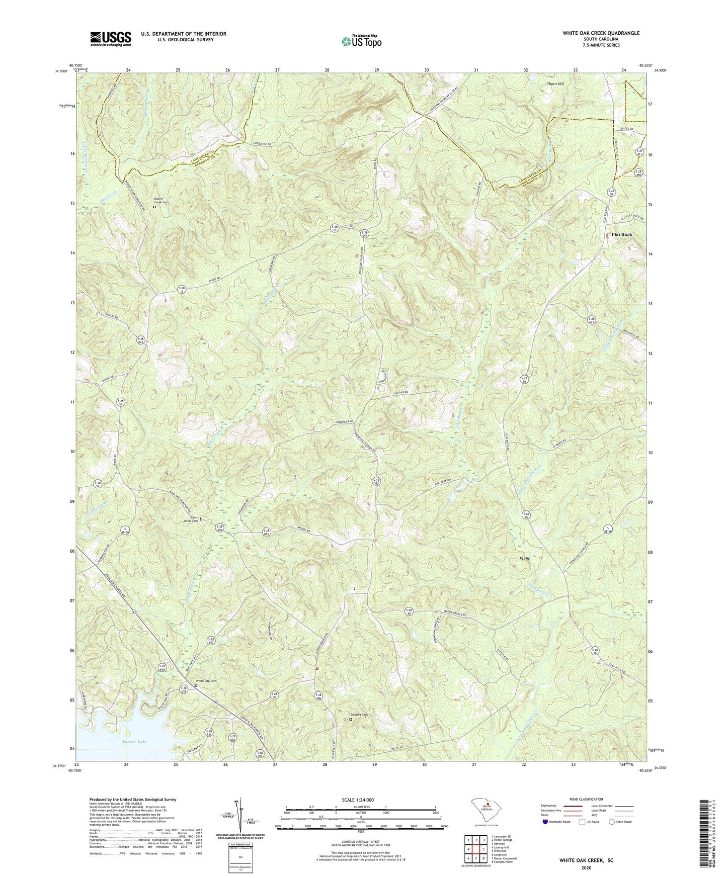 White Oak Creek South Carolina US Topo Map Image