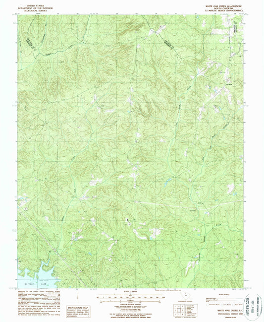 Classic USGS White Oak Creek South Carolina 7.5'x7.5' Topo Map Image