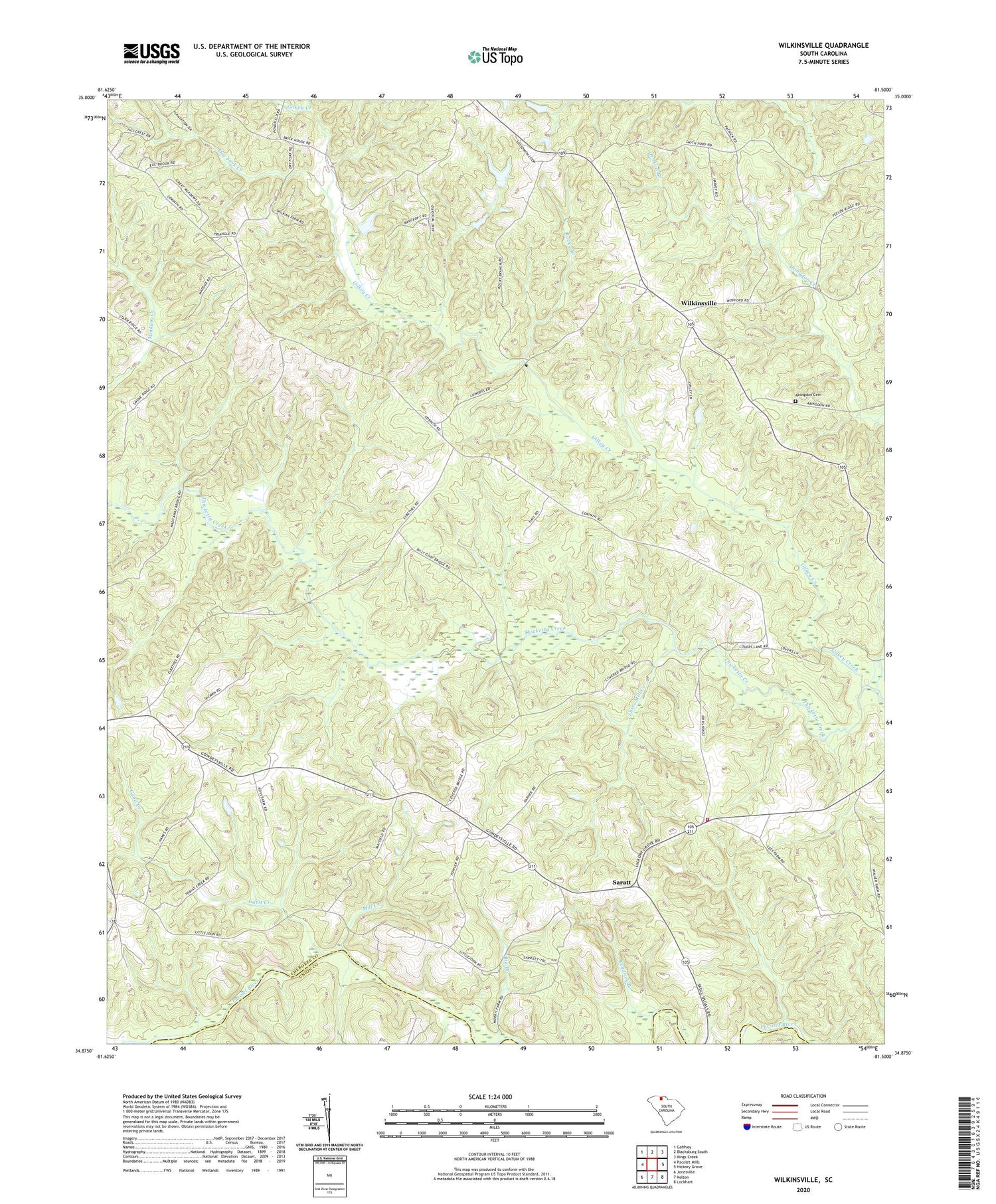 Wilkinsville South Carolina US Topo Map Image