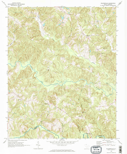 Classic USGS Wilkinsville South Carolina 7.5'x7.5' Topo Map Image