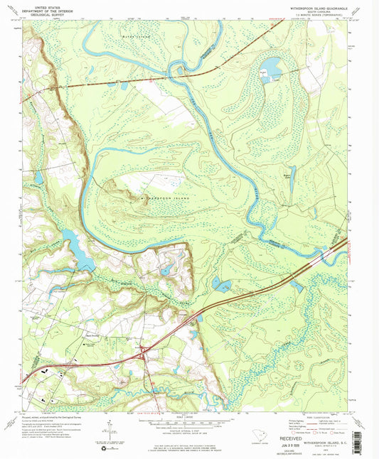 Classic USGS Witherspoon Island South Carolina 7.5'x7.5' Topo Map Image