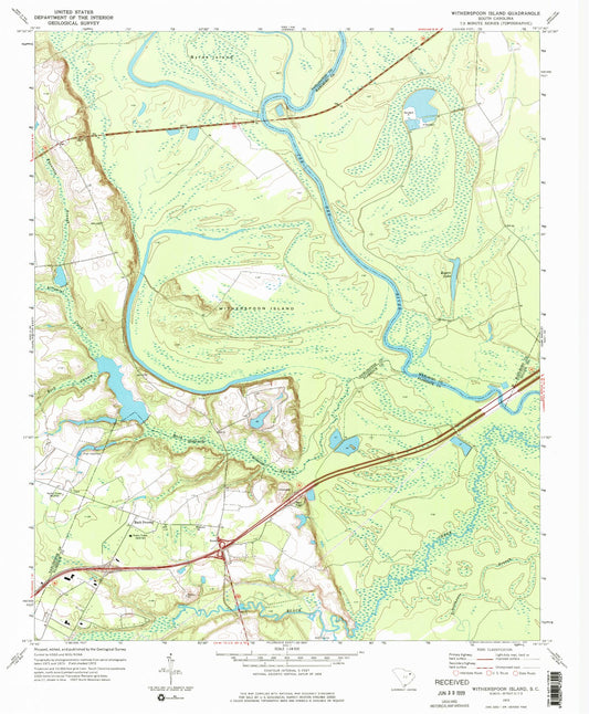 Classic USGS Witherspoon Island South Carolina 7.5'x7.5' Topo Map Image