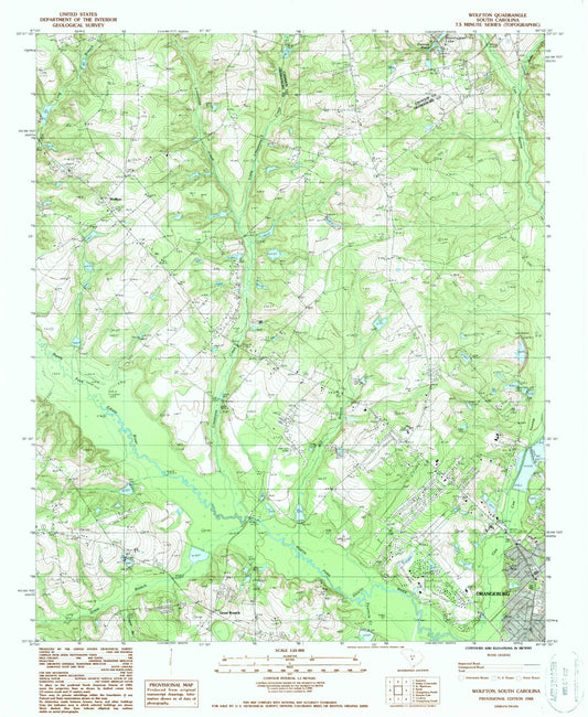 Classic USGS Wolfton South Carolina 7.5'x7.5' Topo Map Image