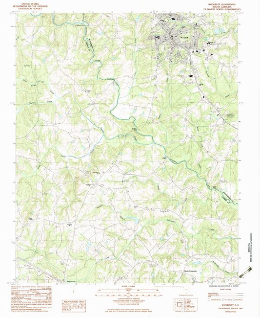 Classic USGS Woodruff South Carolina 7.5'x7.5' Topo Map Image