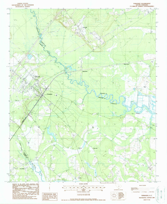 Classic USGS Yemassee South Carolina 7.5'x7.5' Topo Map Image