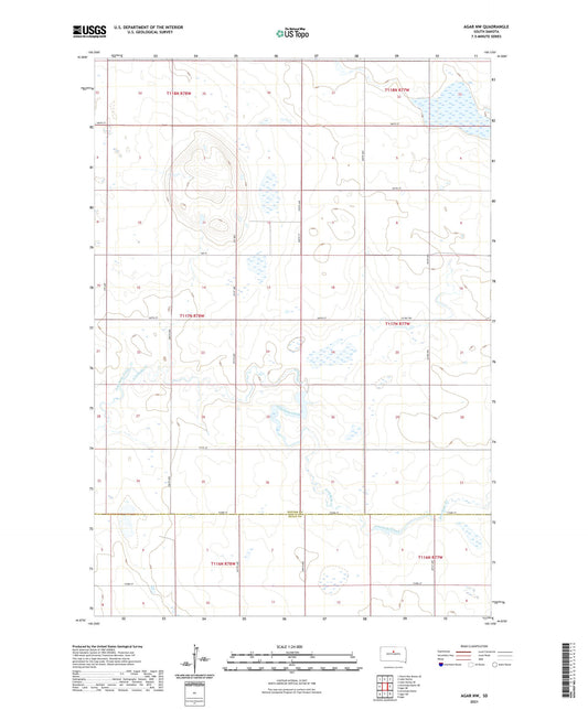 Agar NW South Dakota US Topo Map Image