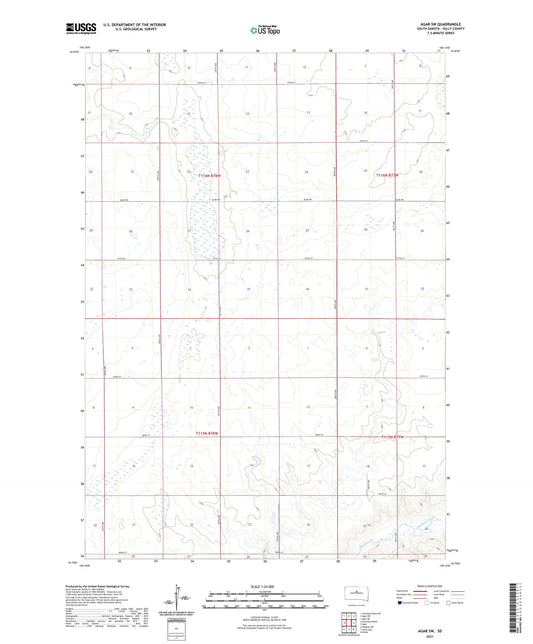 Agar SW South Dakota US Topo Map Image