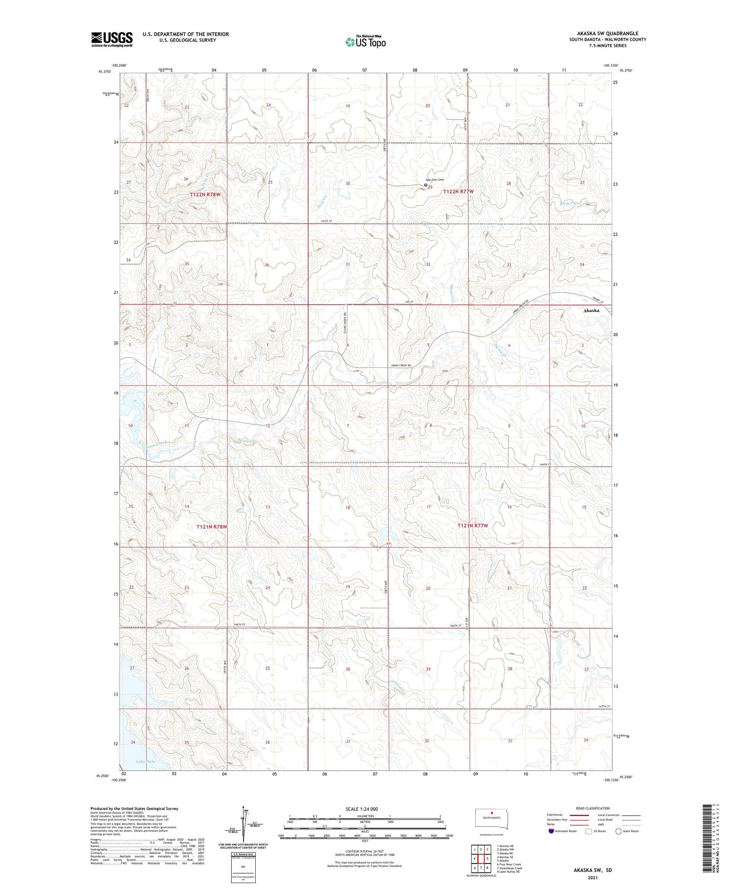 Akaska SW South Dakota US Topo Map Image