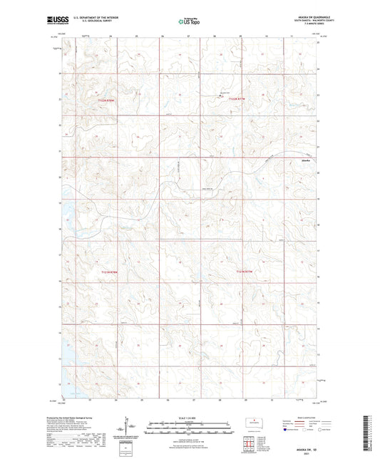 Akaska SW South Dakota US Topo Map Image
