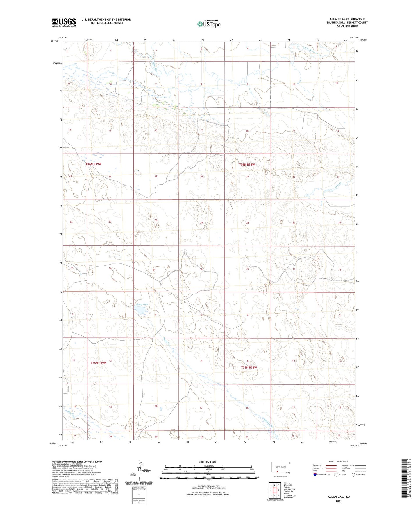 Allan Dam South Dakota US Topo Map Image