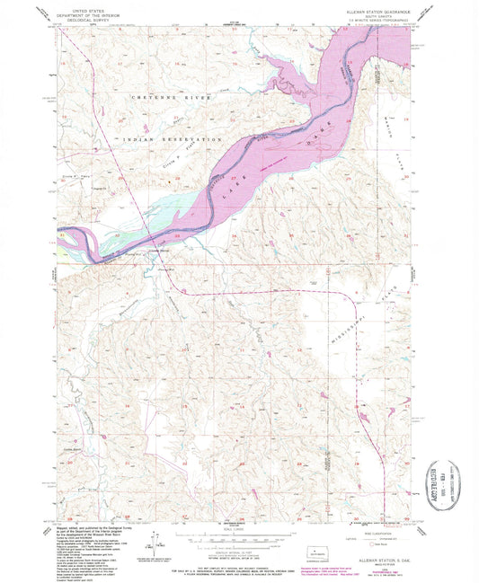 Classic USGS Alleman Station South Dakota 7.5'x7.5' Topo Map Image