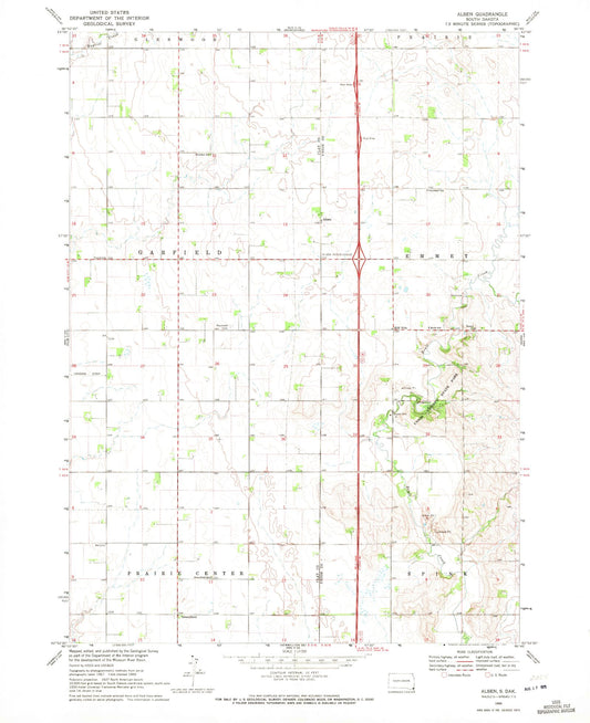 Classic USGS Alsen South Dakota 7.5'x7.5' Topo Map Image