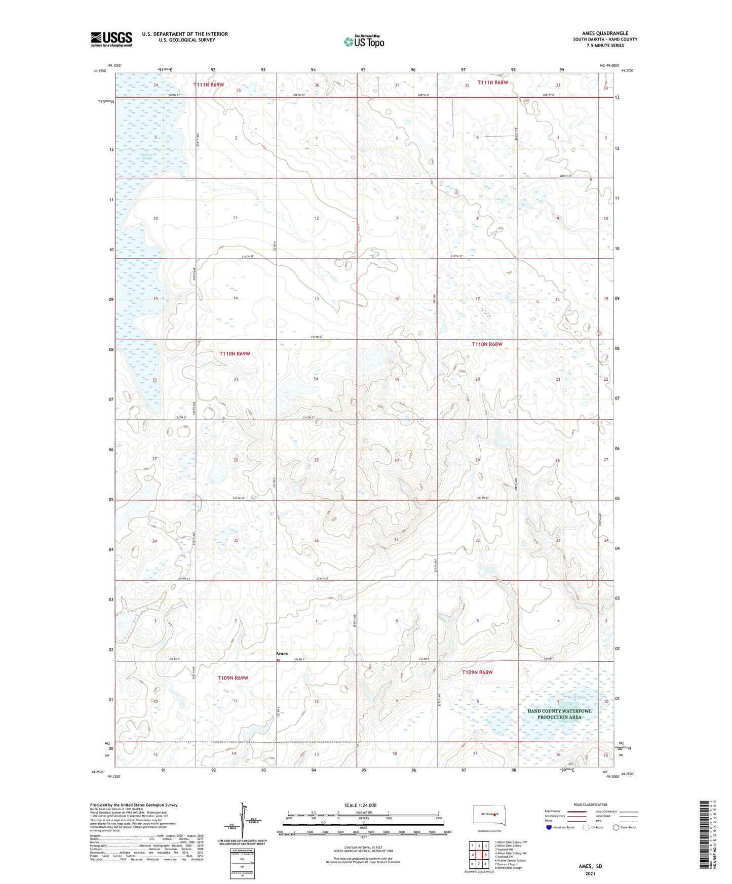 Ames South Dakota US Topo Map Image