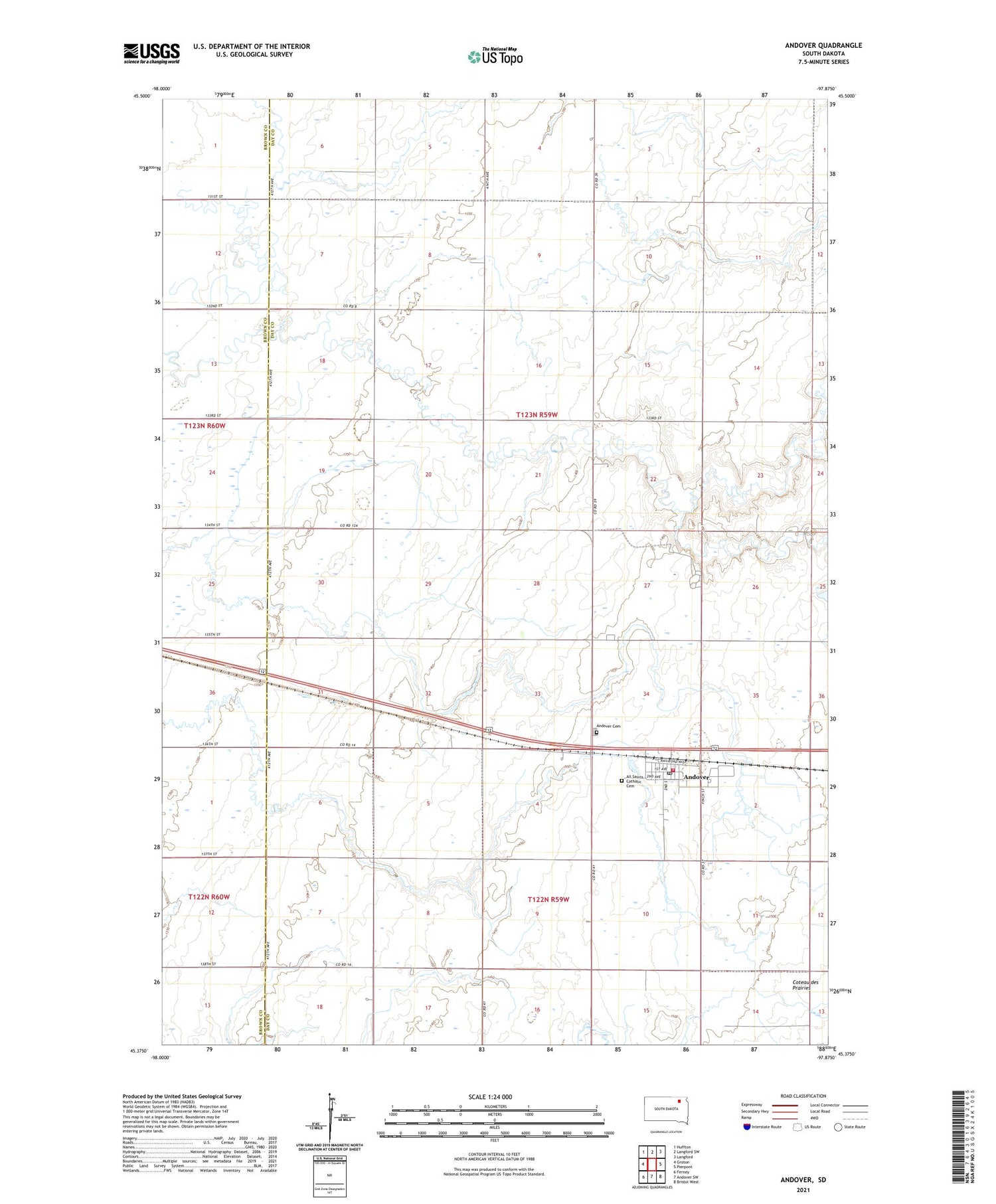 Andover South Dakota US Topo Map Image