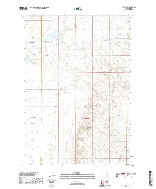 Andover SW South Dakota US Topo Map Image