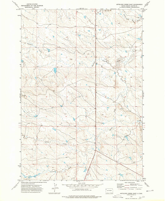 Classic USGS Antelope Creek East South Dakota 7.5'x7.5' Topo Map Image