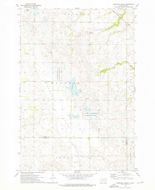 Classic USGS Antelope Valley South Dakota 7.5'x7.5' Topo Map Image